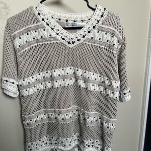 Vintage Capacity Studio Women's Short Sleeve Sweater XL Linen/Cotton Blend